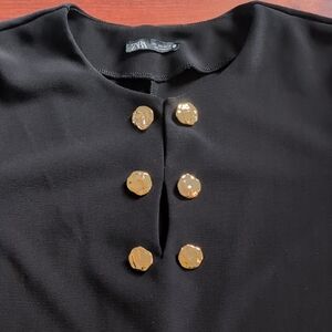 Zara Black Dress with Gold Decorative Buttons